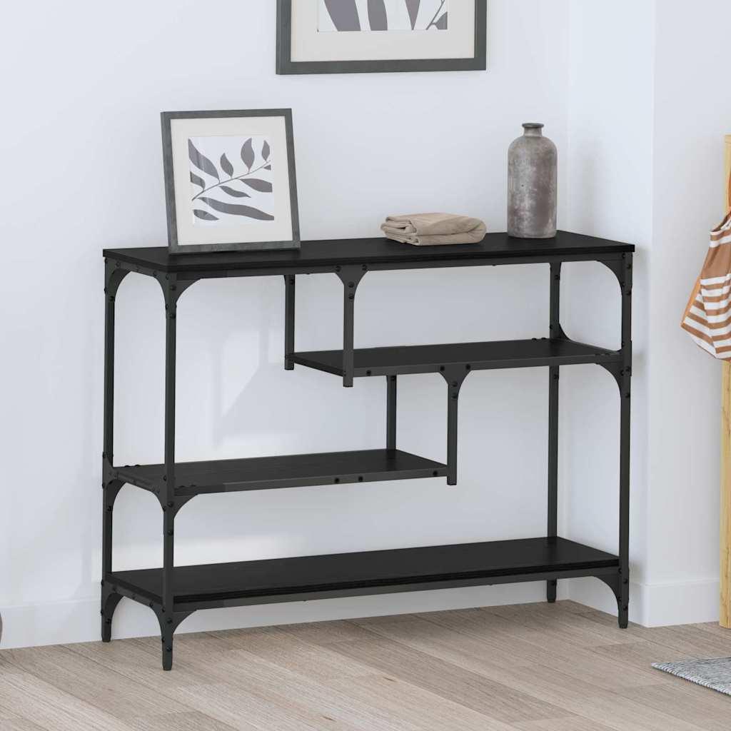Konsolbord med hylde Sort eg 100 x 30 x 75 cm Konstrueret træ