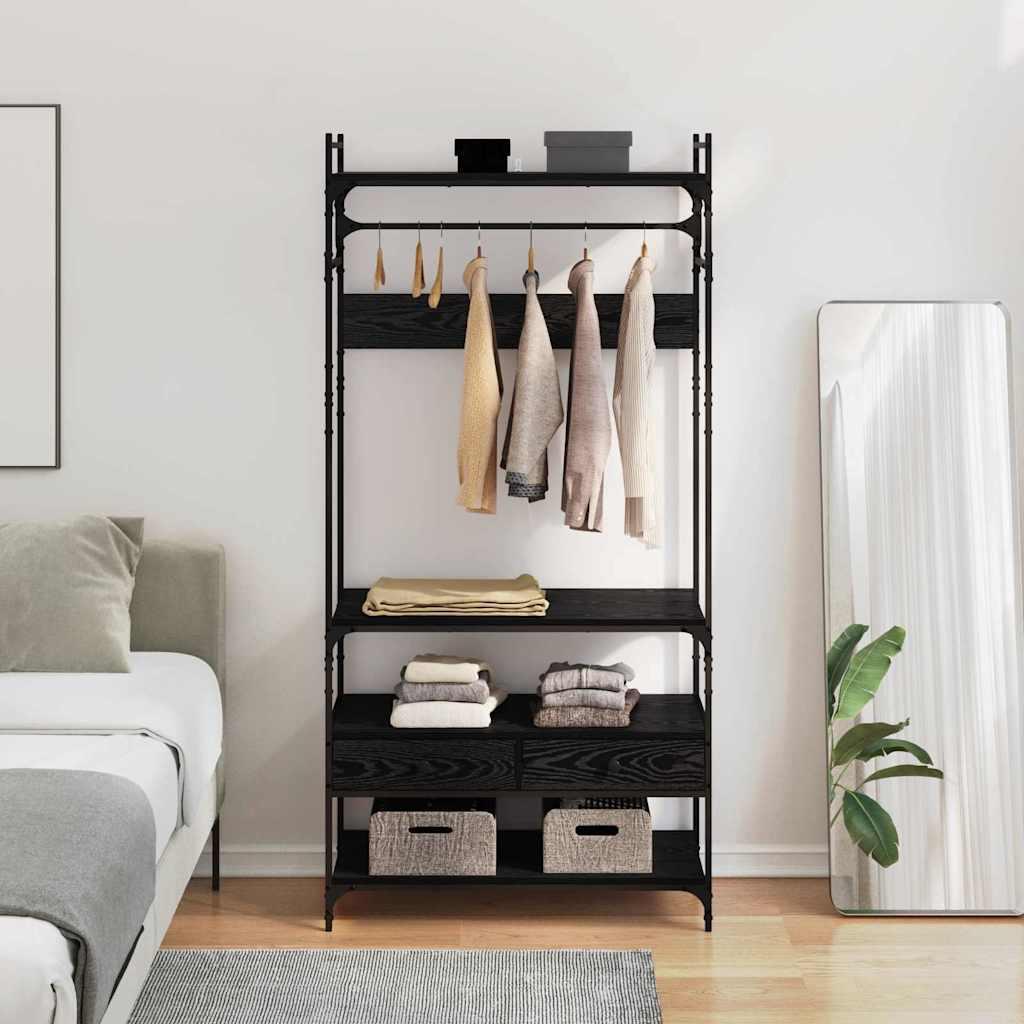 Garderobeskab Sort eg 89 x 39 x 184.5 cm Konstrueret træ