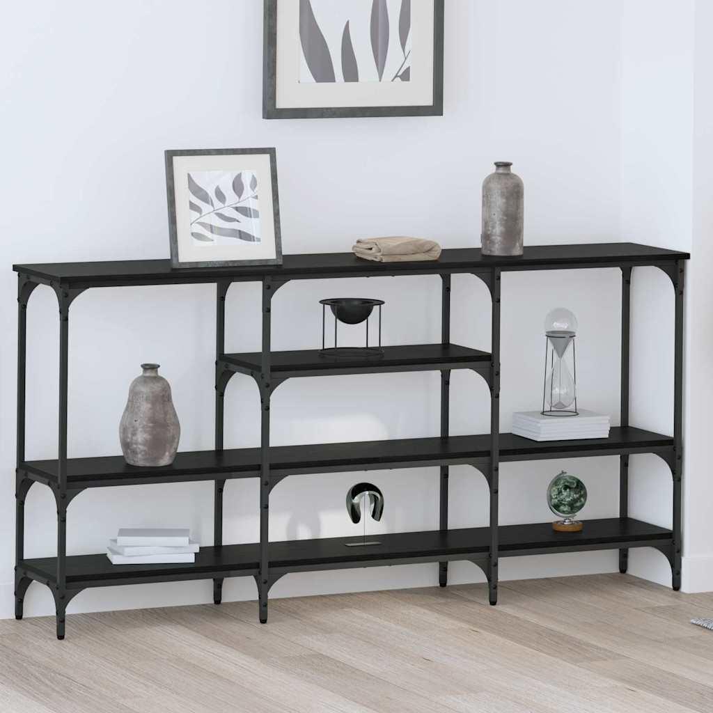 Konsolbord med hylde Sort eg 160 x 29 x 80 cm Konstrueret træ