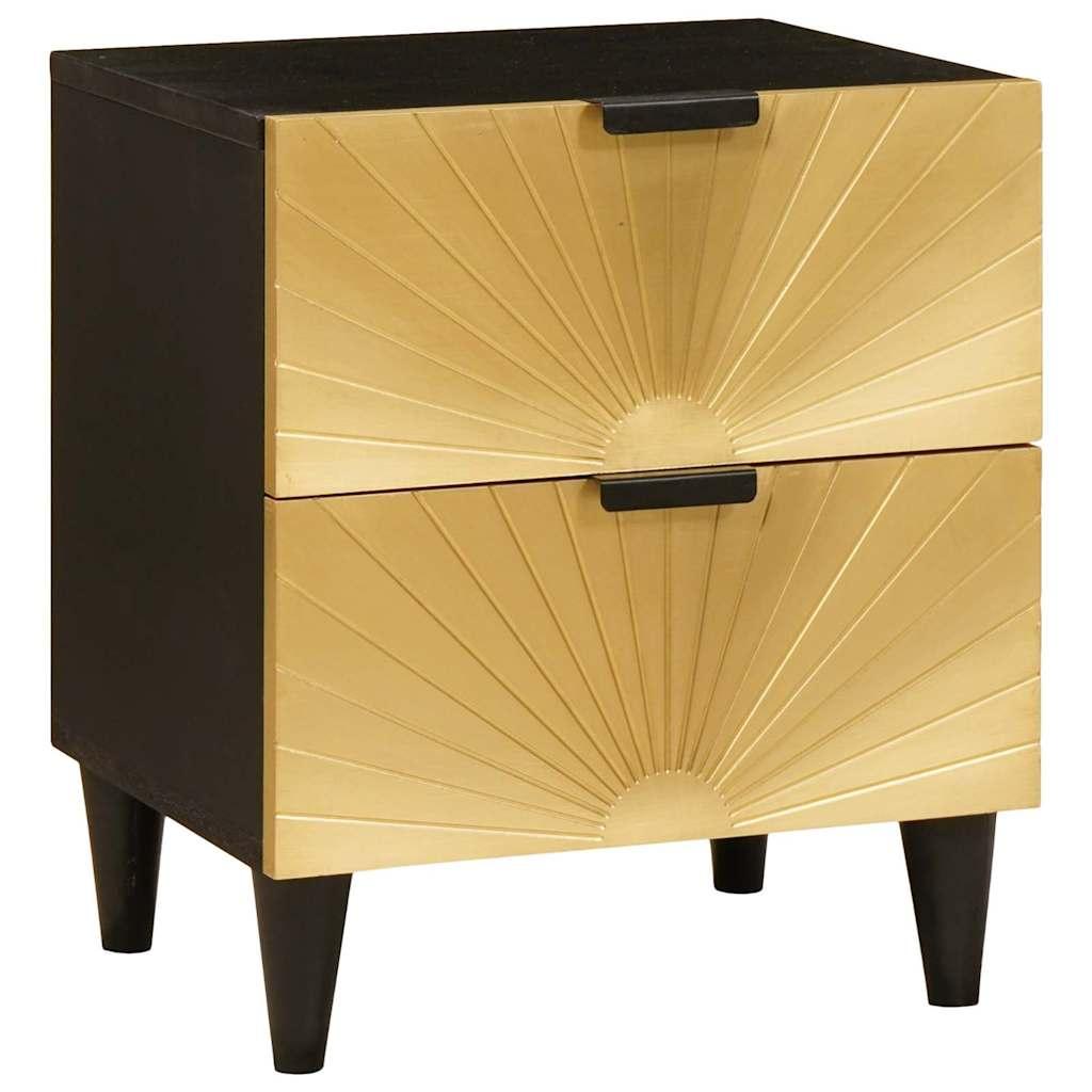 Sengebord Sort og Guld 40 x 33,5 x 46 cm Massivt mangotræ