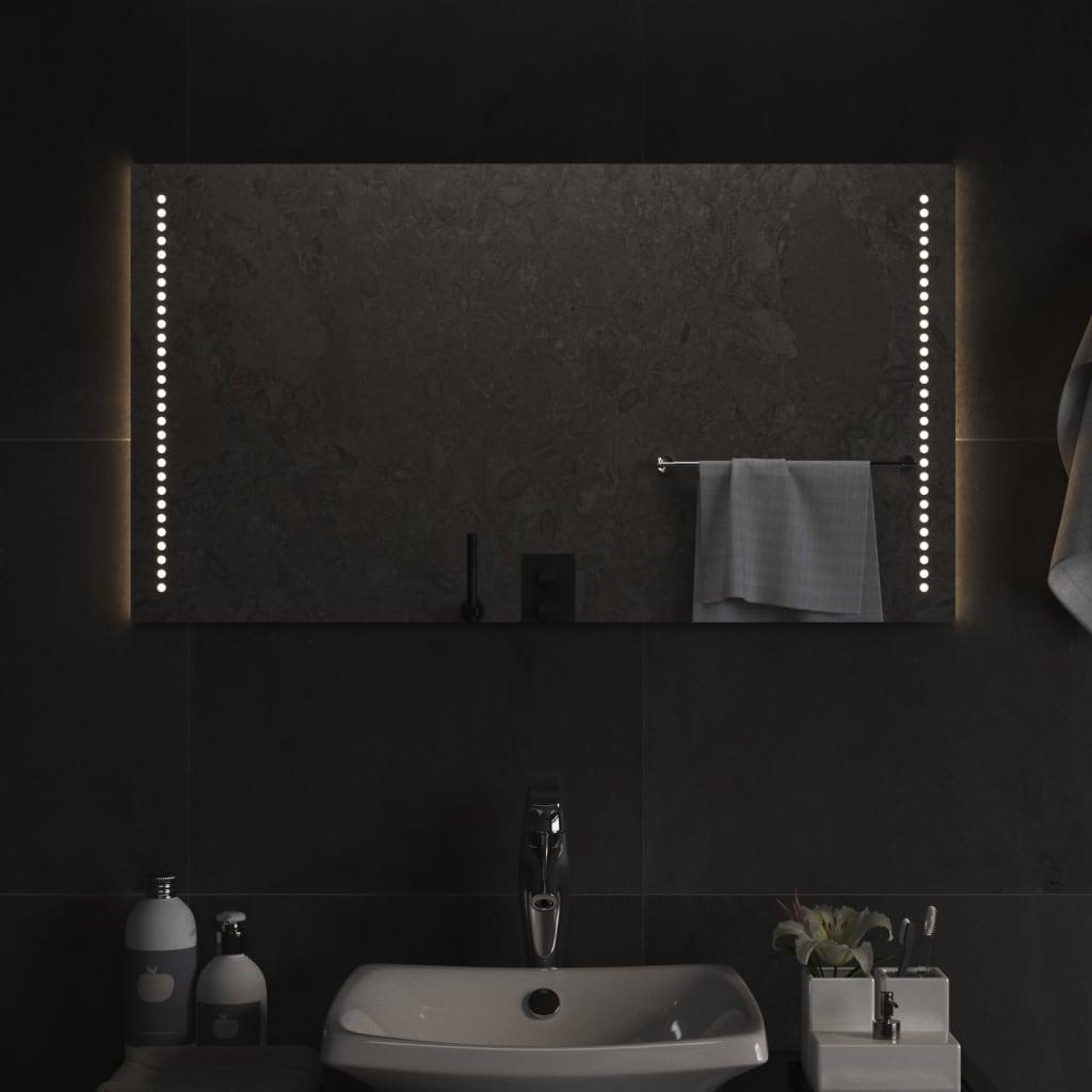badeværelsesspejl med LED-lys 50x90 cm