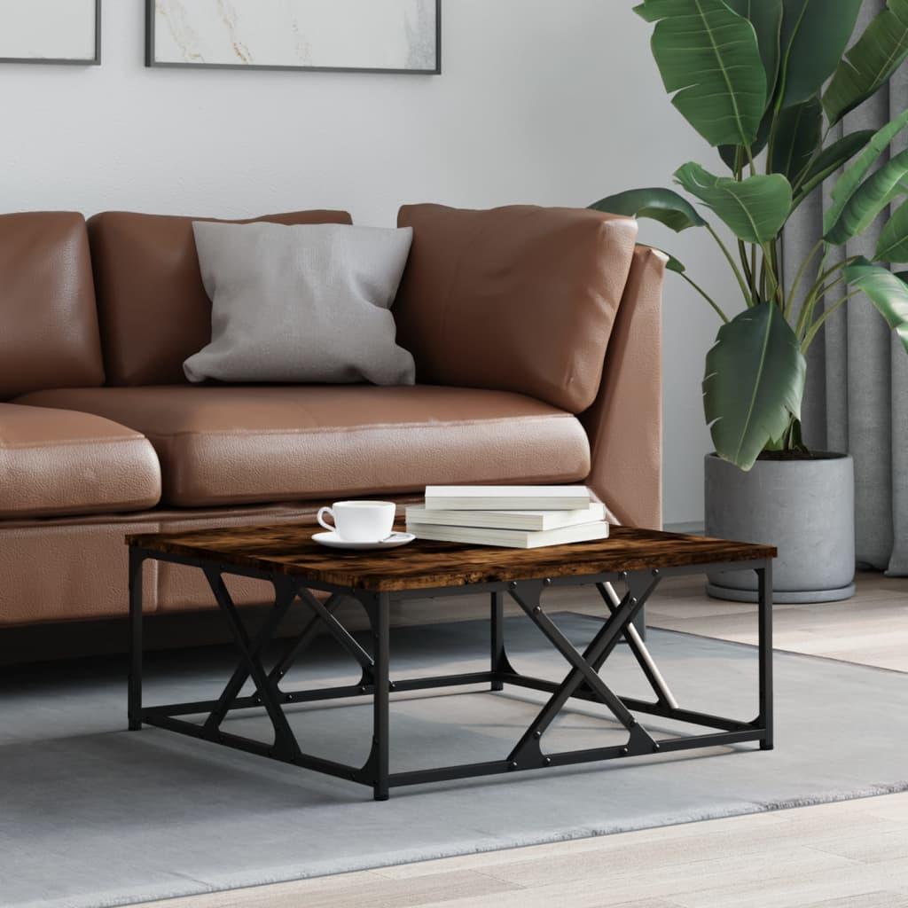 Sofabord 70x70x30 cm konstrueret trÃ¦ rÃ¸get egetrÃ¦sfarve