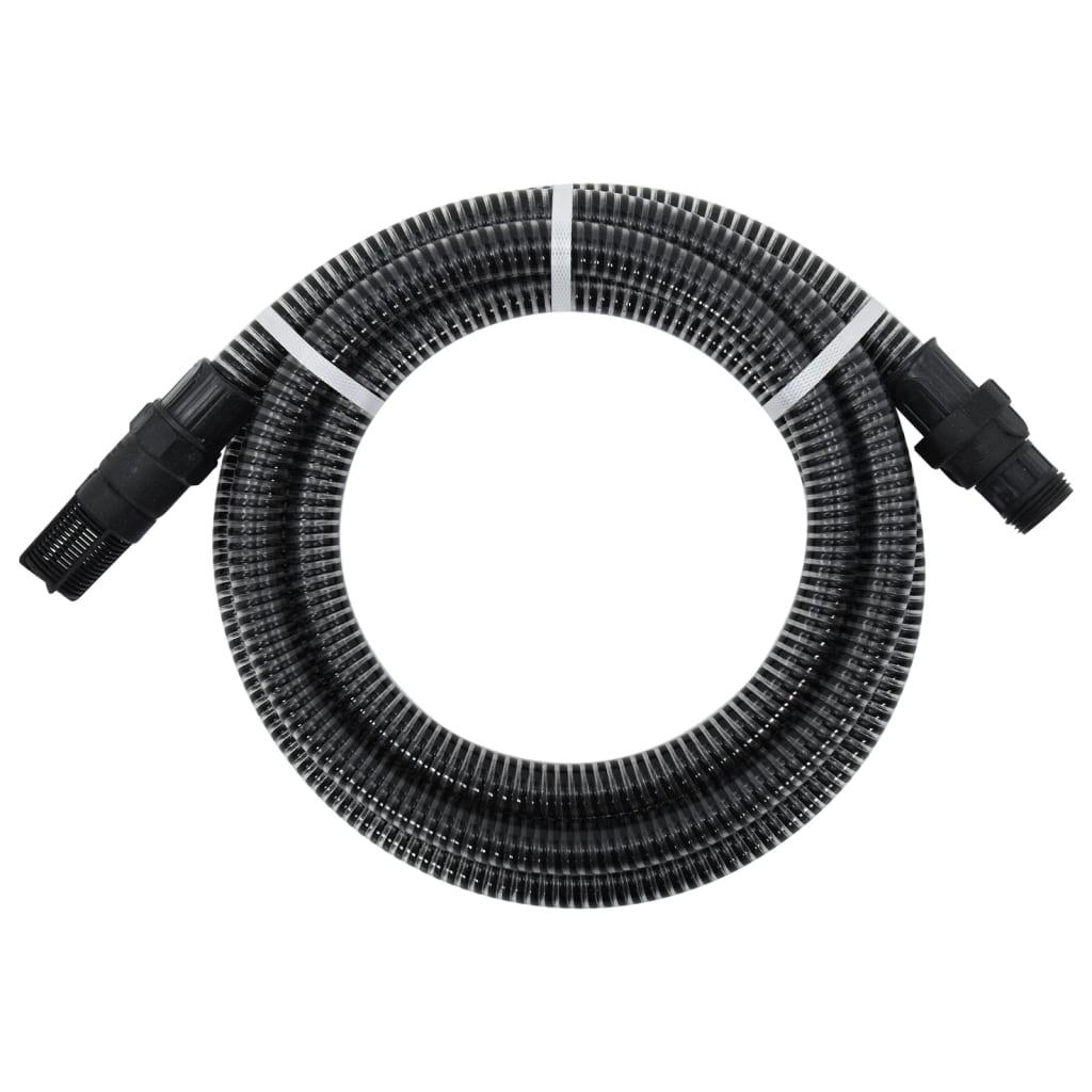 Sugeslange med messingkoblinger 1" 7 m PVC sort