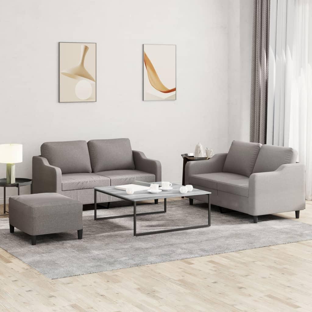 Sofasæt 3 dele med hynder stof gråbrun