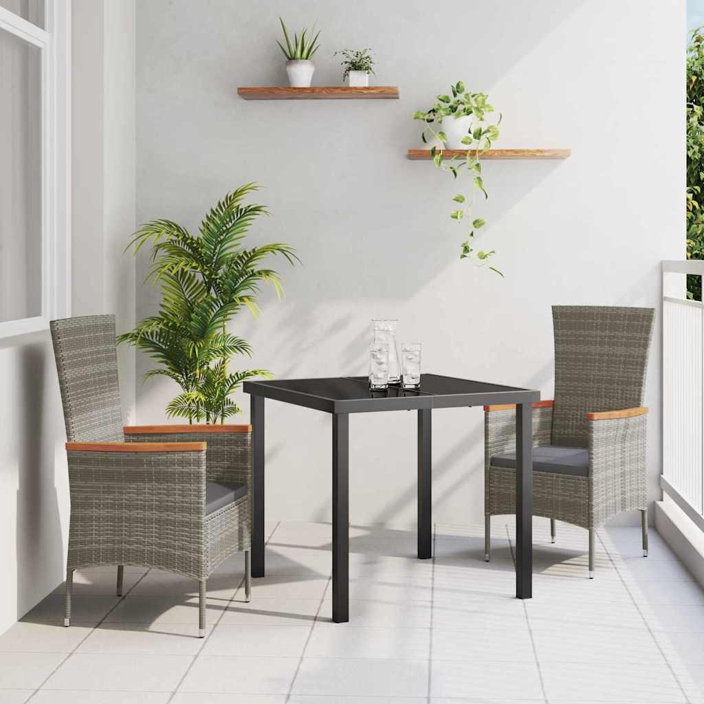 Have Spisebordssæt med pude 3 stk Grå Poly rattan
