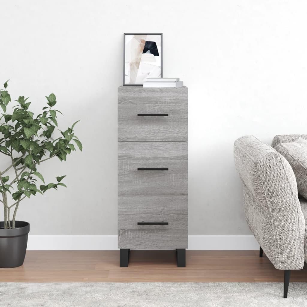 Skænk/kommode med 3 skuffer - 34,5×34×90 cm, grå sonoma-eg