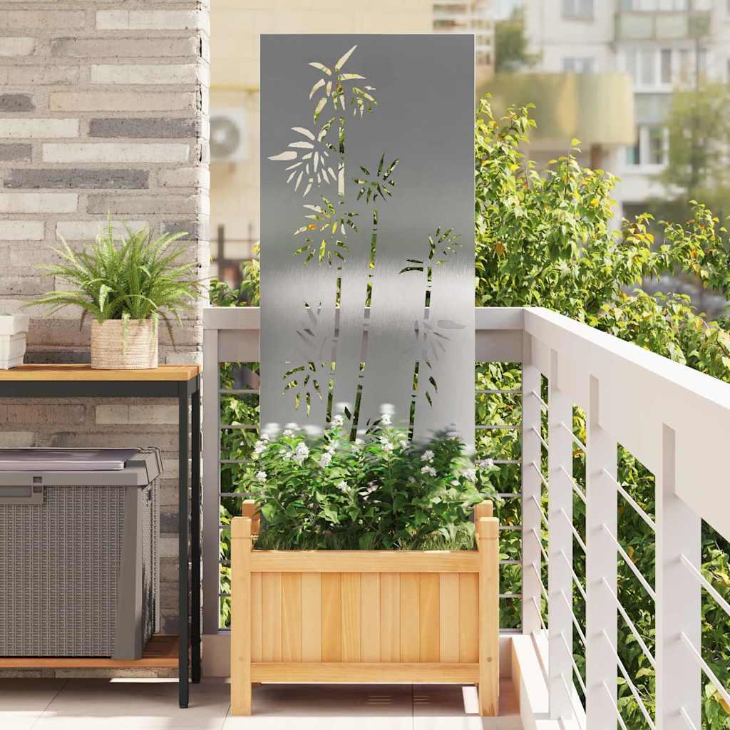vidaXL Have privatliv skærm Blomstret Sølv 50 x 140 cm Rustfrit stål
