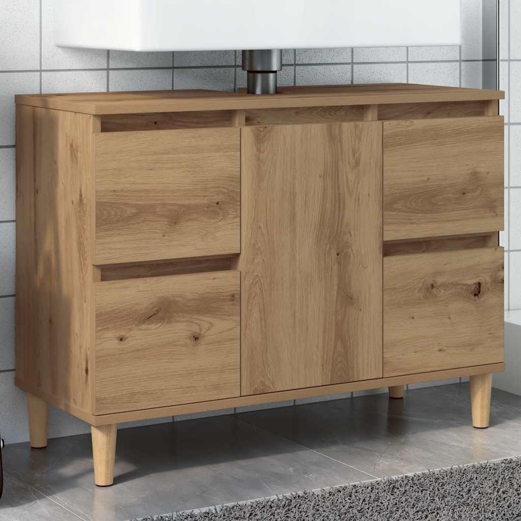 Underskab til håndvask 80×33×60 cm - konstrueret træ i kunsteg