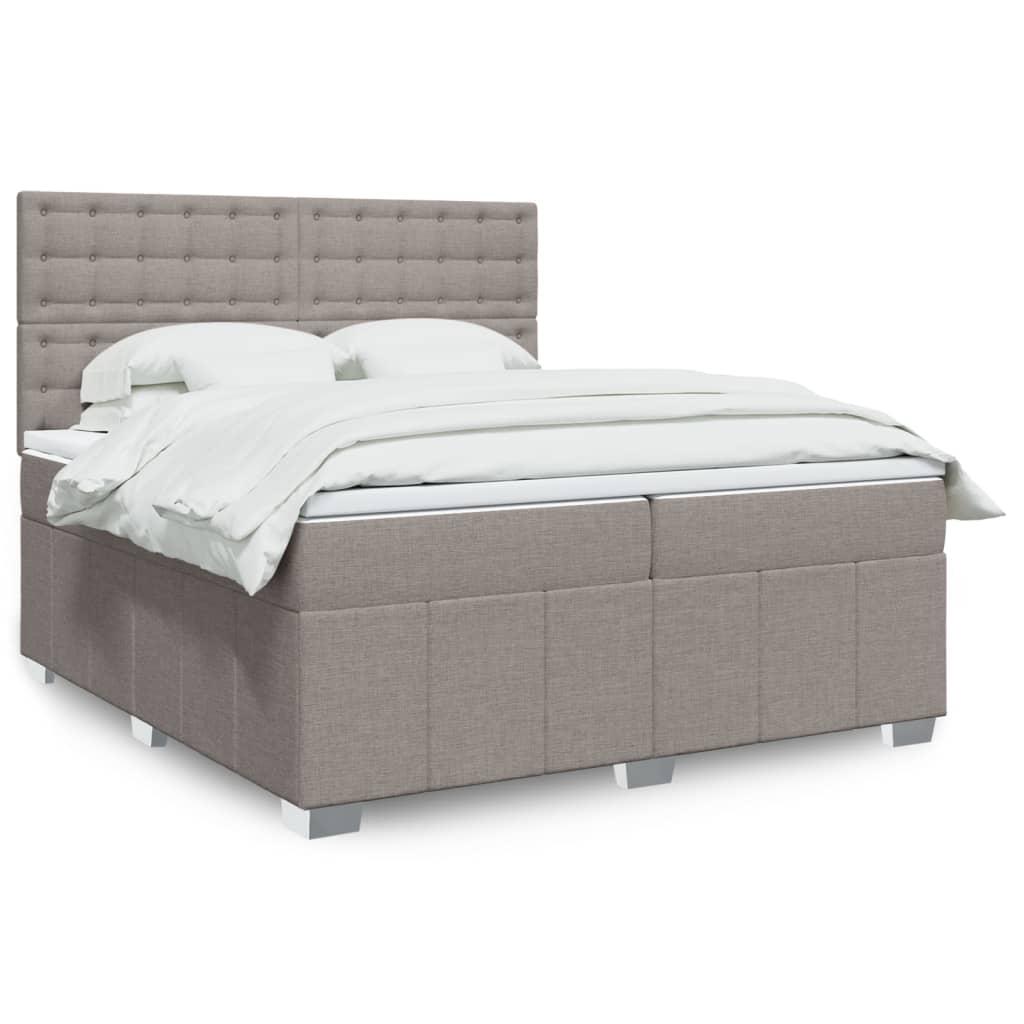 Kontinentalseng med madras og topmadras 200×200 cm - stof, gråbrun