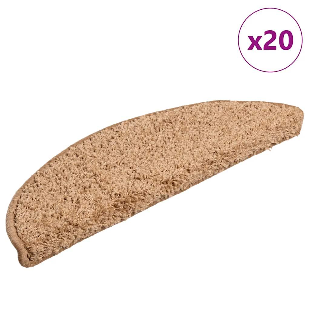 Trappemåtter 20 stk. 56x17x3 cm beige halvrunde