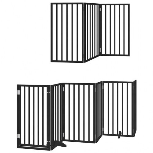 Hundelåge med dør 12 paneler 600 cm foldbar - sort