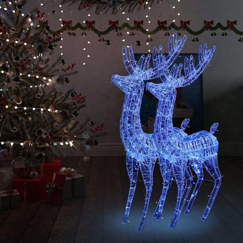 Julerensdyr 2 stk. 180 cm 250 LED'er akryl blåt lys