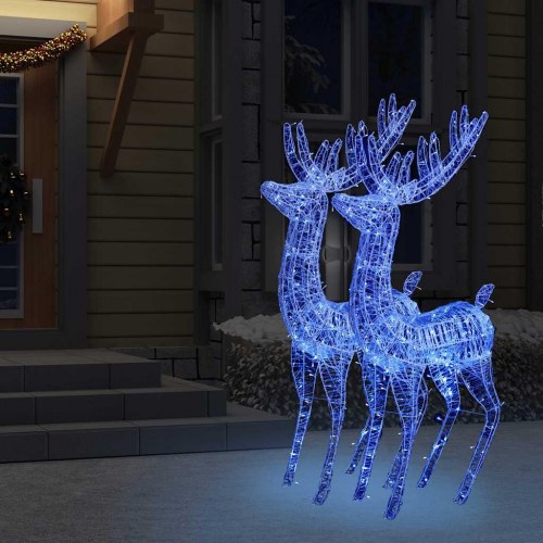 Julerensdyr 2 stk. 180 cm 250 LED'er akryl blåt lys