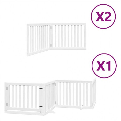 Hundelåge med dør 8 paneler 640 cm foldbar poppeltræ - hvid