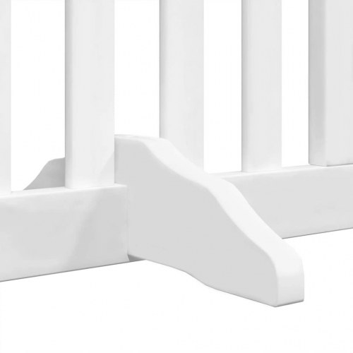Hundelåge med dør 8 paneler 640 cm foldbar poppeltræ - hvid