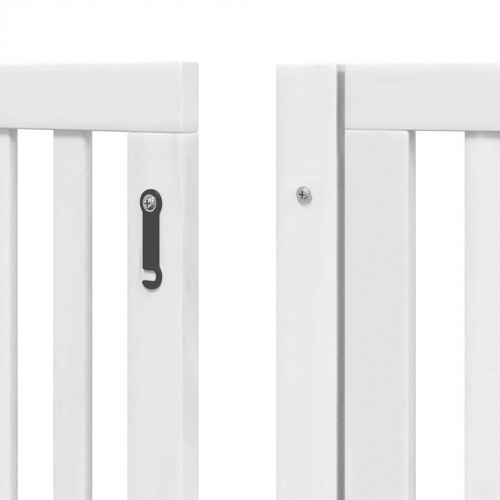 Hundelåge med dør 8 paneler 640 cm foldbar poppeltræ - hvid