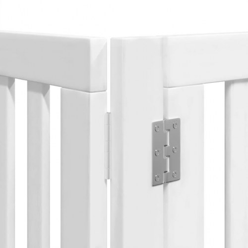 Hundelåge med dør 8 paneler 640 cm foldbar poppeltræ - hvid