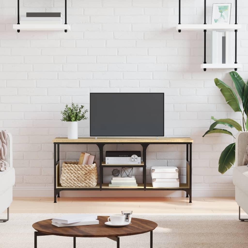 Tv-bord 100x35x45 cm konstrueret træ og jern sonoma-eg
