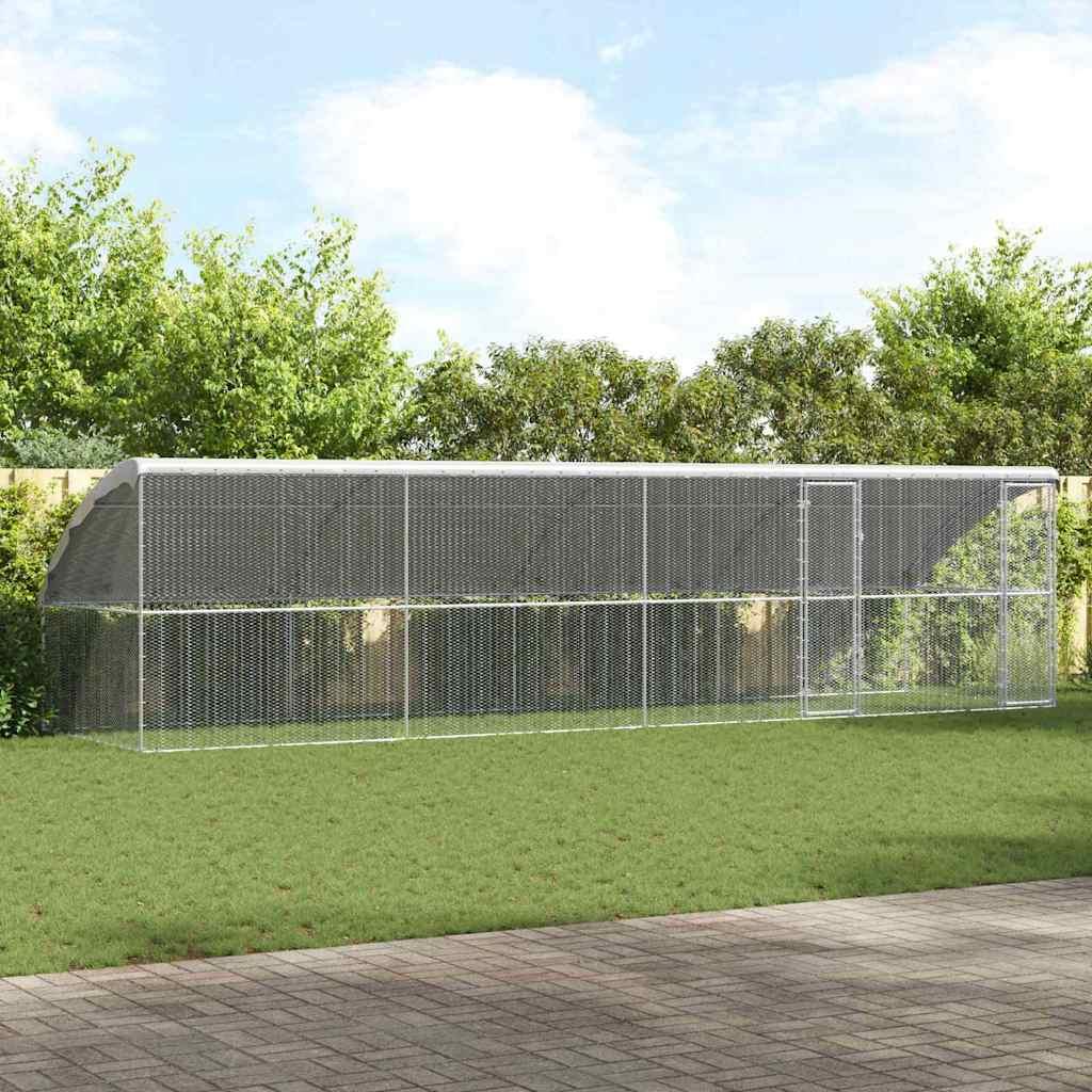 Hønsebur 4 stk - sølv 800 × 200 × 200 cm i galvaniseret stål