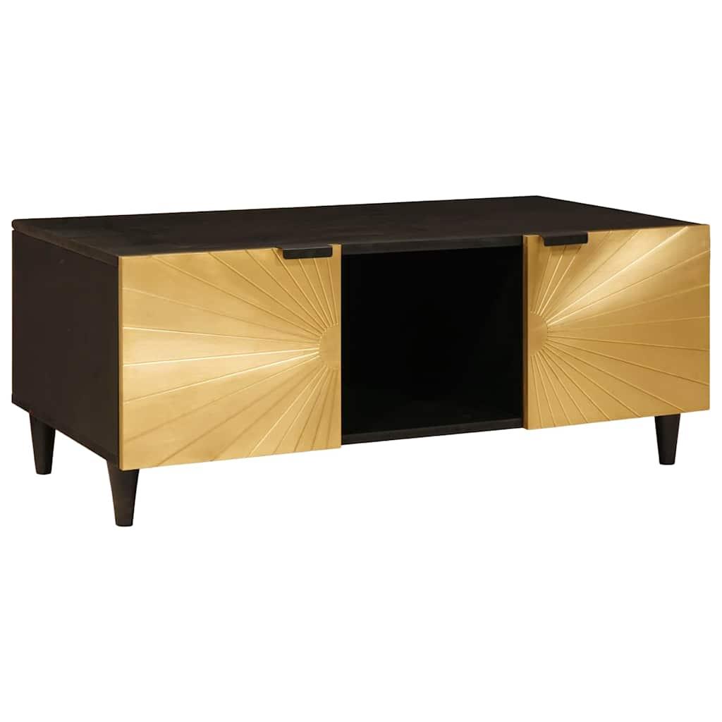 Sofabord Sort og Guld 100 x 54 x 40 cm Massivt mangotræ
