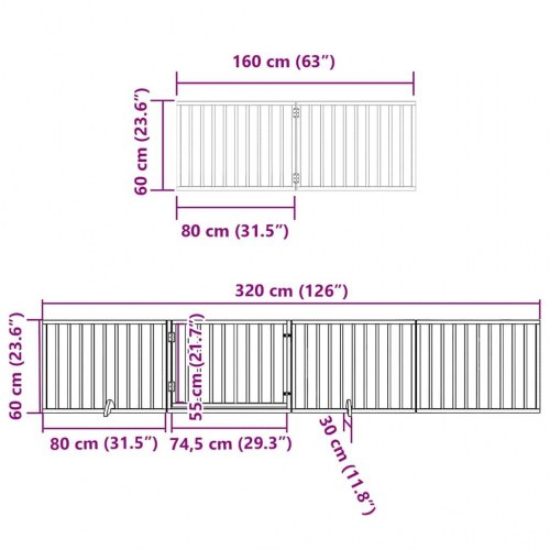 Hundelåge med dør 12 paneler 960 cm - poppeltræ