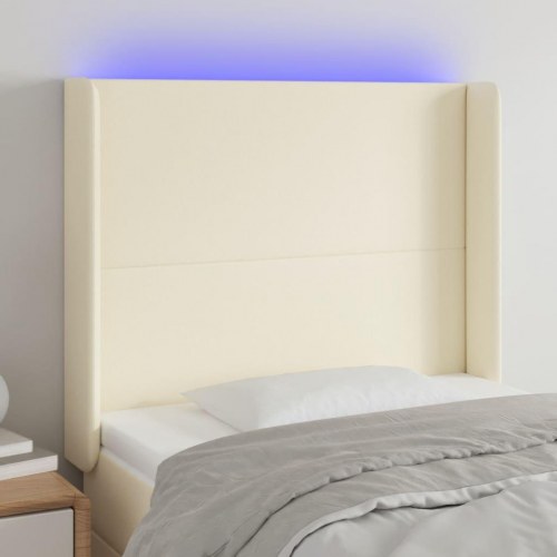 Sengegavl med LED-lys 83 x 16 x 118/128 cm - cremefarvet
