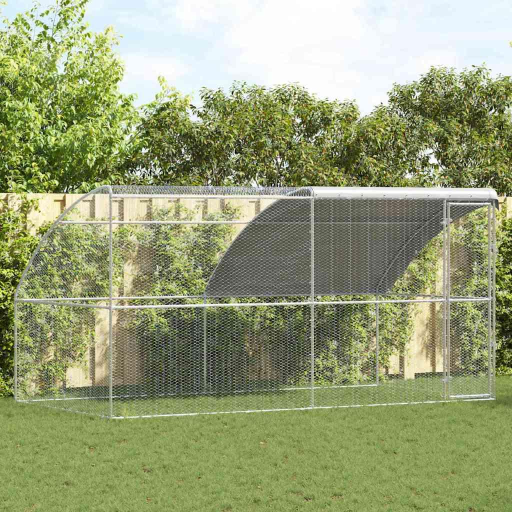 Hønsebur 2 stk - sølv 400 × 200 × 200 cm i stål og PE