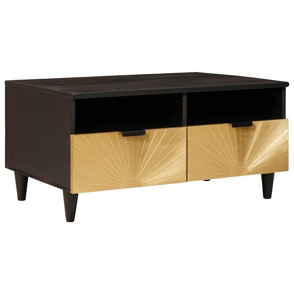 Sofabord Sort og Guld 80 x 54 x 40 cm Massivt mangotræ