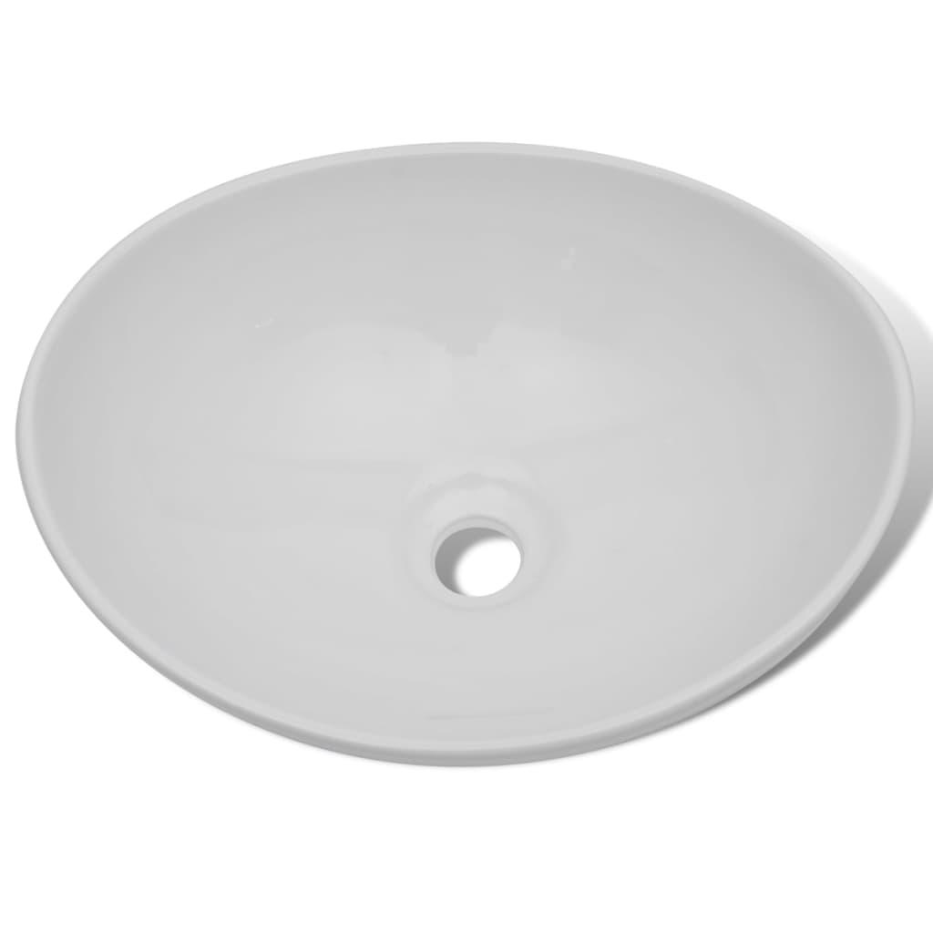 Keramisk håndvask 40 x 33 cm oval hvid