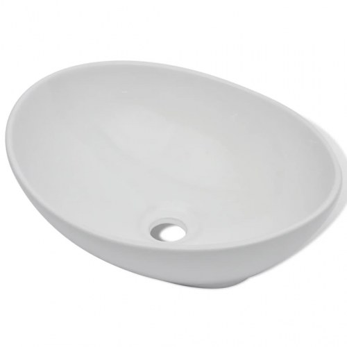 Keramisk håndvask 40 x 33 cm oval hvid