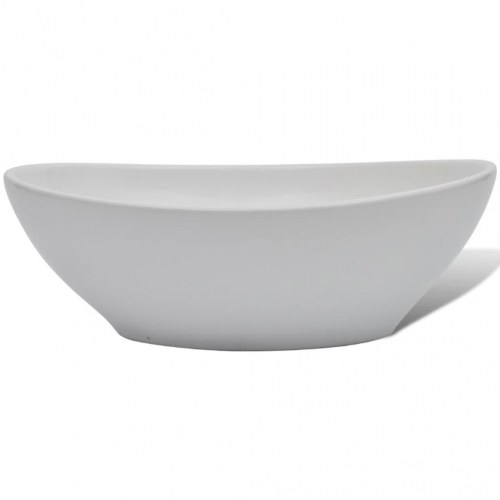 Keramisk håndvask 40 x 33 cm oval hvid