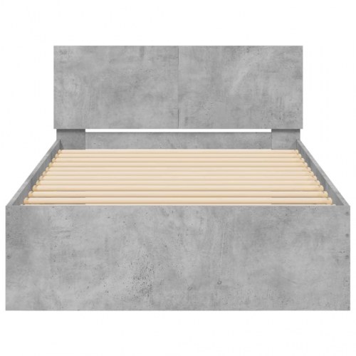 Sengeramme med sengegavl og LED-lys 100 x 200 cm - betongrå