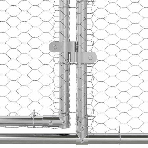 Hønsebur - 3 sektioner i sølv, 600 × 200 × 200 cm, stål og PE