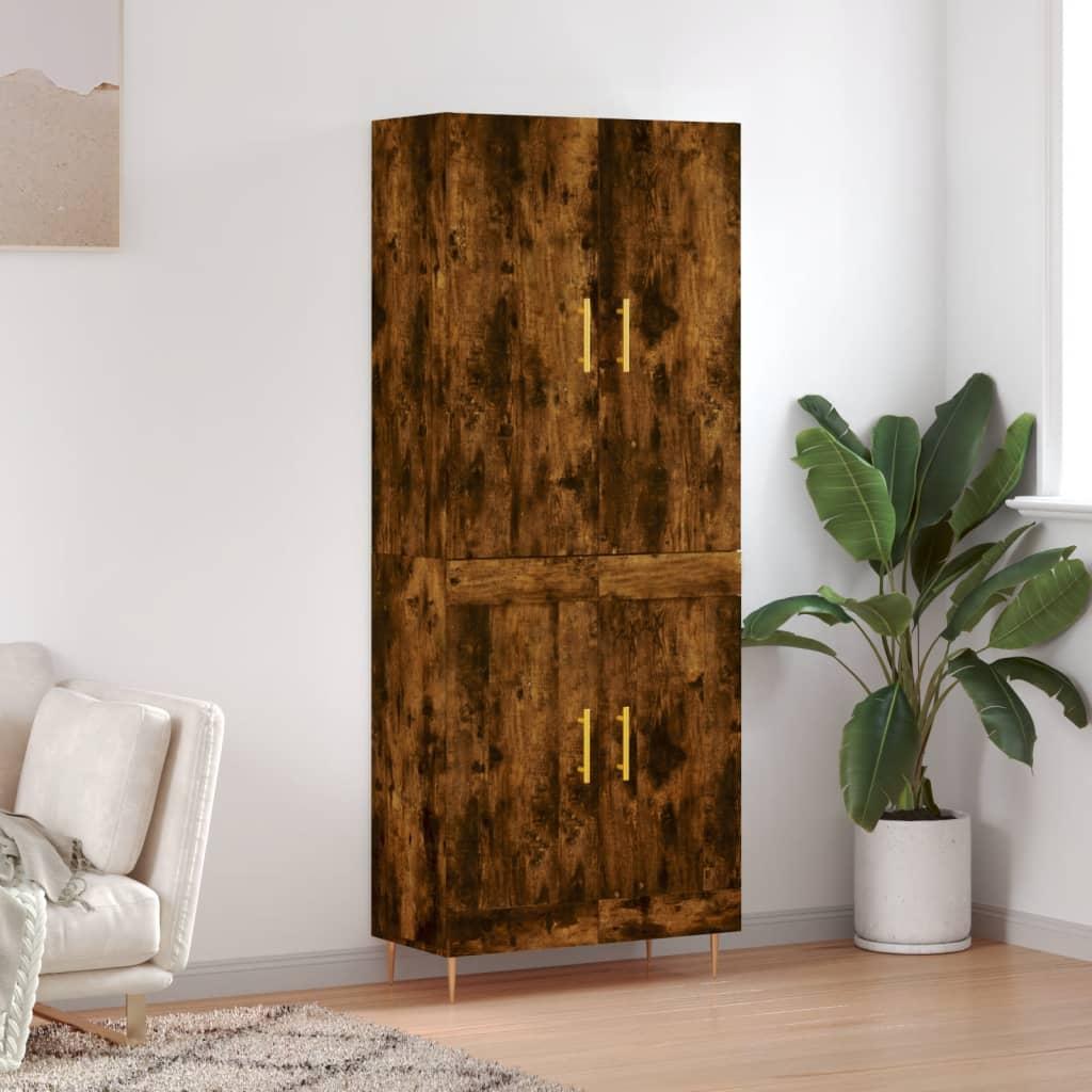 Højskab 69,5X34X180 Cm Konstrueret Træ - Røget eg / 2 trælåger