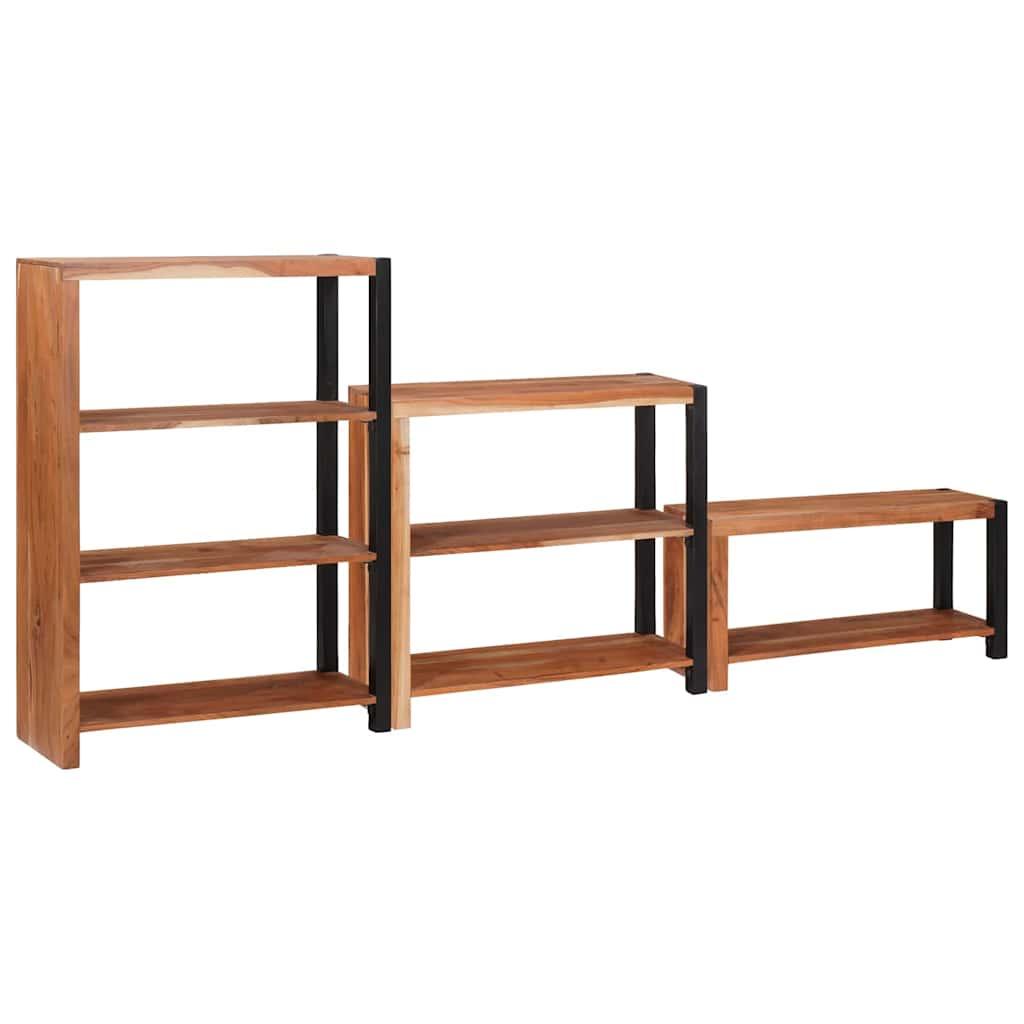 Bogreol 3 pcs Brun 80 x 30 x 110 cm Massivt Akacietræ