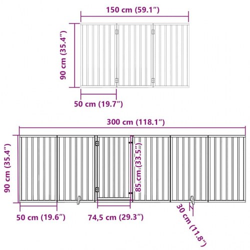 Hundelåge med dør 9 paneler 450 cm - hvid