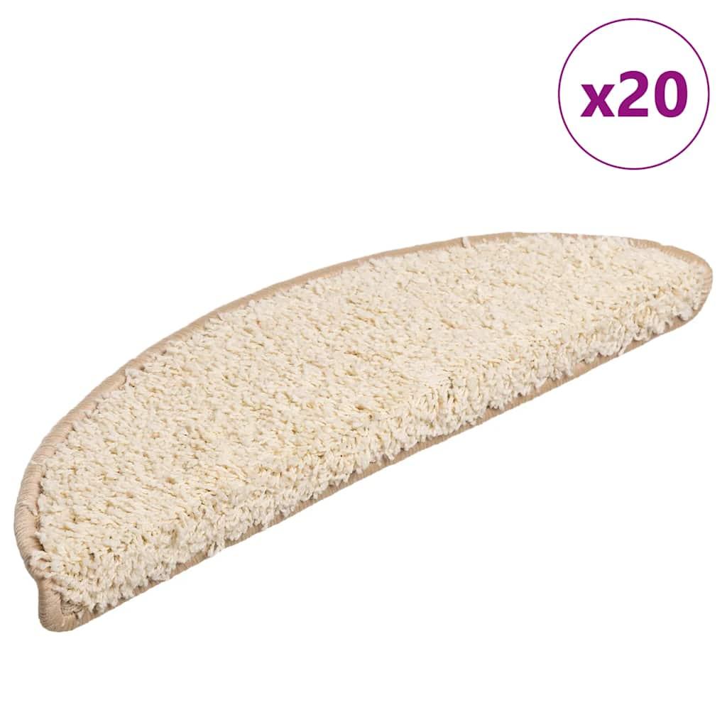 Trappemåtter 20 stk. 56x17x3 cm cremefarvede halvrund