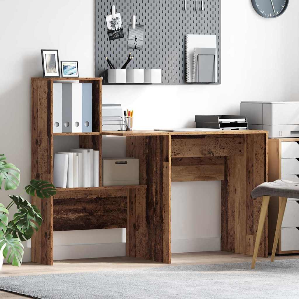 Bord Med Hylde 131,5 X 50 X 106,5 Cm Konstrueret Træ - Gammelt træ