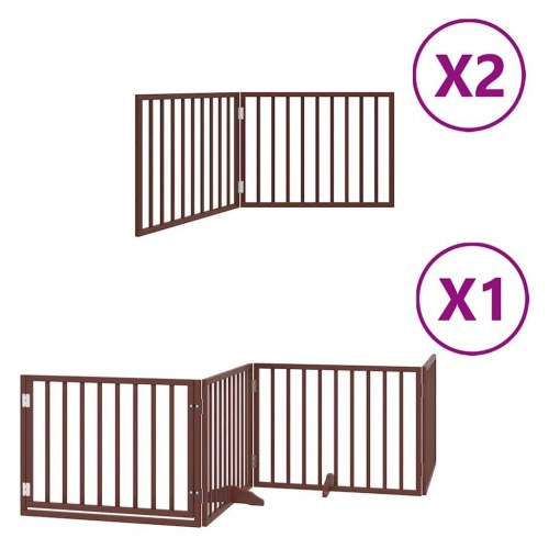Hundelåge med dør 8 paneler 640 cm foldbar - brun