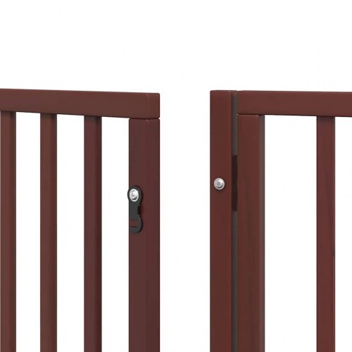 Hundelåge med dør 8 paneler 640 cm foldbar - brun