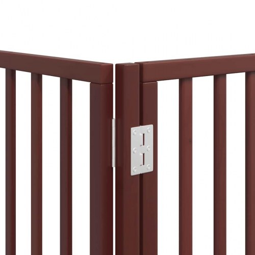 Hundelåge med dør 8 paneler 640 cm foldbar - brun