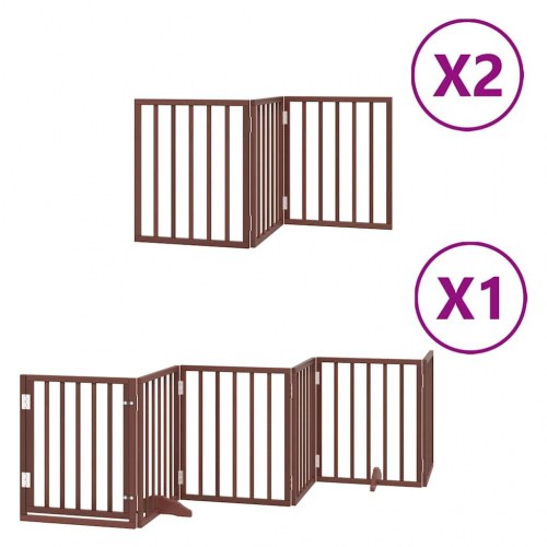 Hundelåge med dør 12 paneler 600 cm foldbar - brun