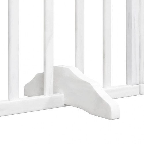 Hundelåge med dør 12 paneler 960 cm foldbar i poppeltræ - hvid