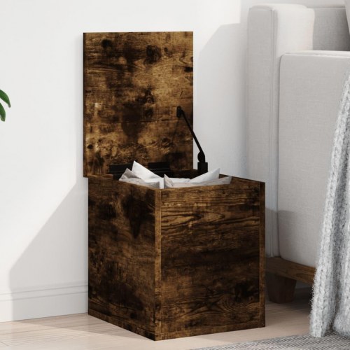Opbevaringsboks 30 × 35 × 35 cm i konstrueret træ - røget egetræsfarve