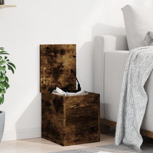 Opbevaringsboks 30 × 35 × 35 cm i konstrueret træ - røget egetræsfarve