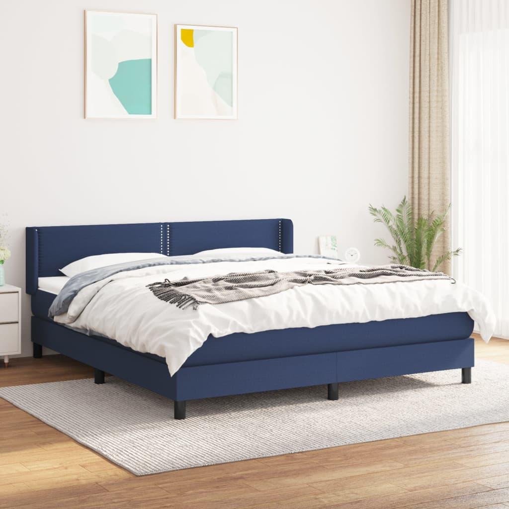 Kontinentalseng med madras 180x200 cm stof blÃ¥