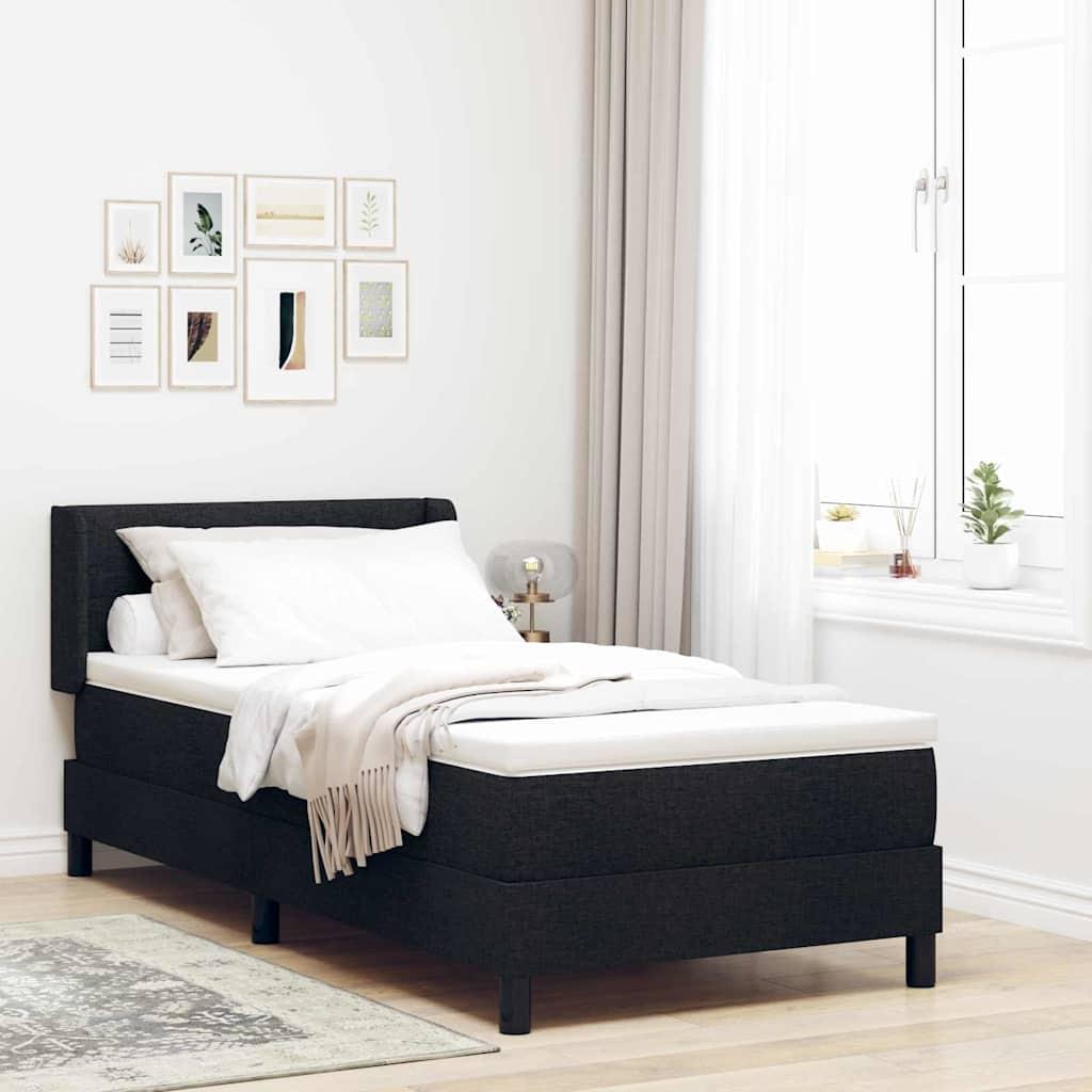 Boxmadras Med Topmadras Sort 80 X 200 Cm Stof Og Ingeniørtræ