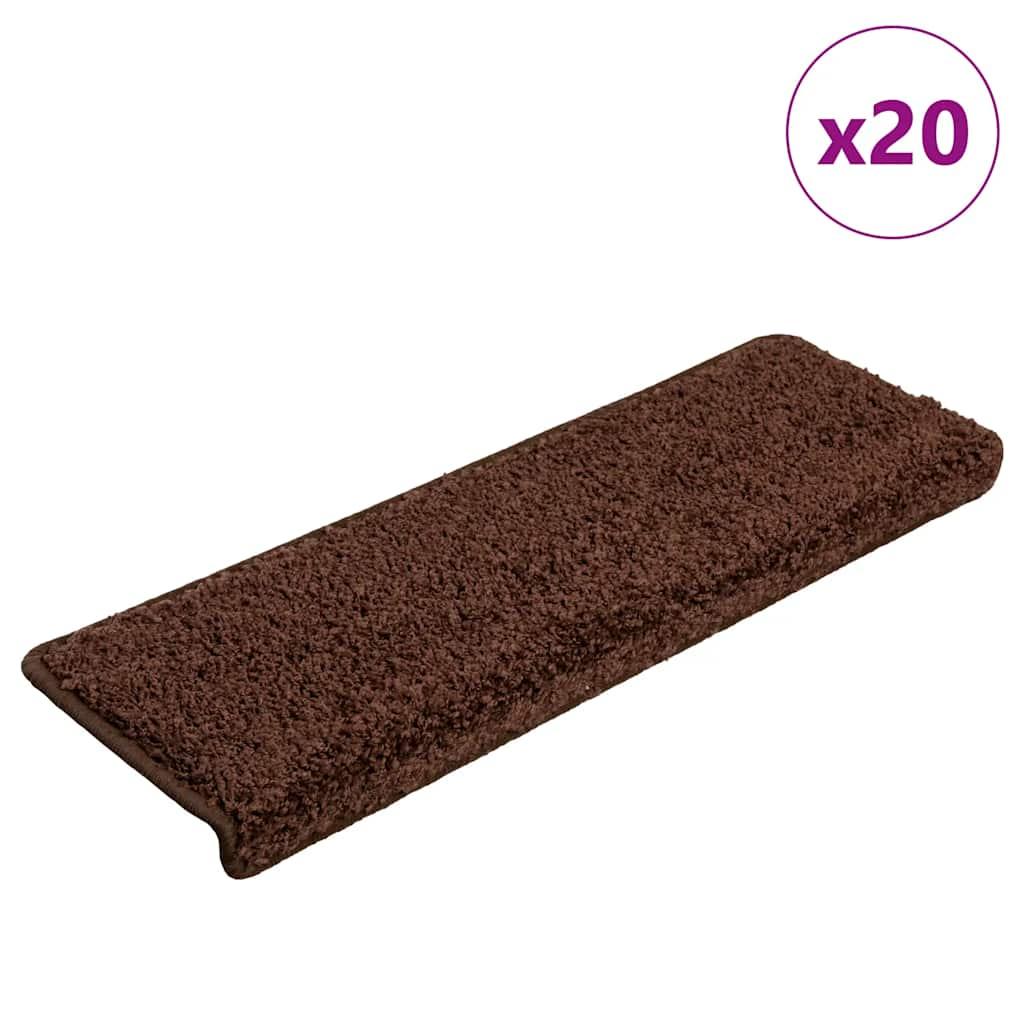 Trappemåtter 20 stk. 65x21x4 cm brune rektangulære kanter