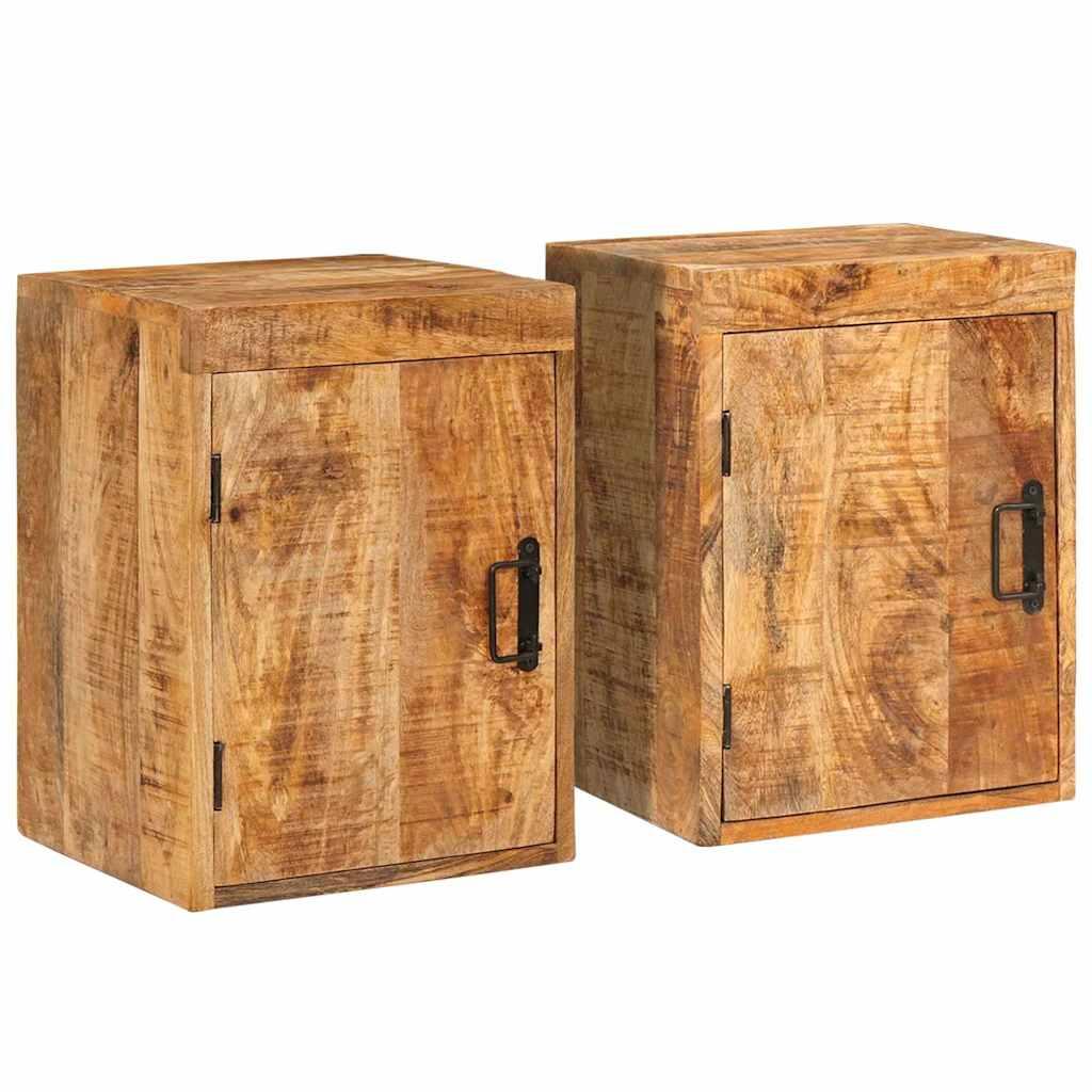 Sengebord 2 stk Brun 35 x 33 x 48 cm Massivt mangotræ