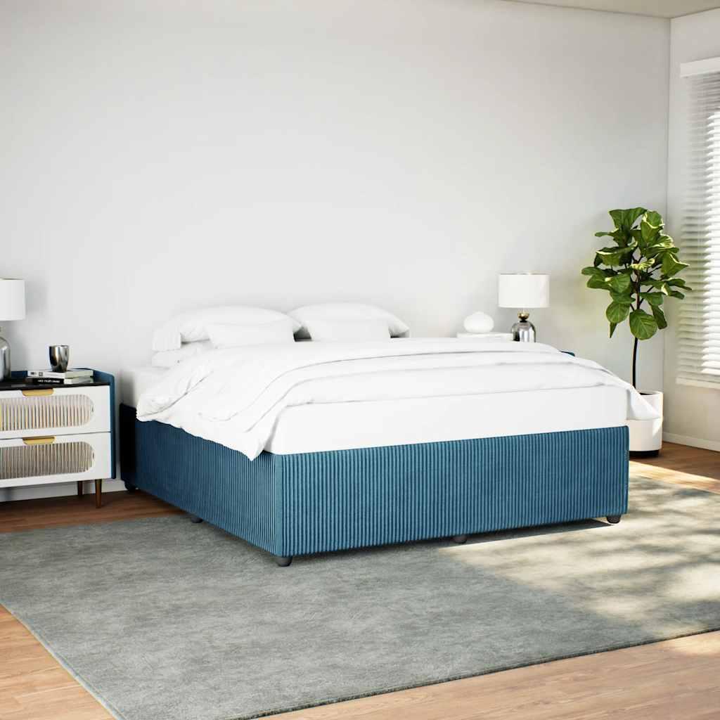 Sengeramme 200 x 200 cm i fløjl - blå